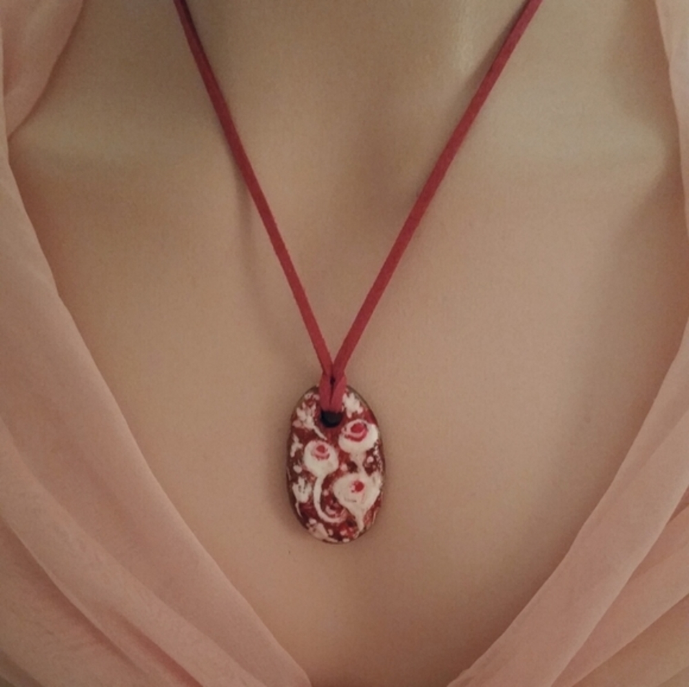 Handmade Abstract Necklace and Adjustable Cord